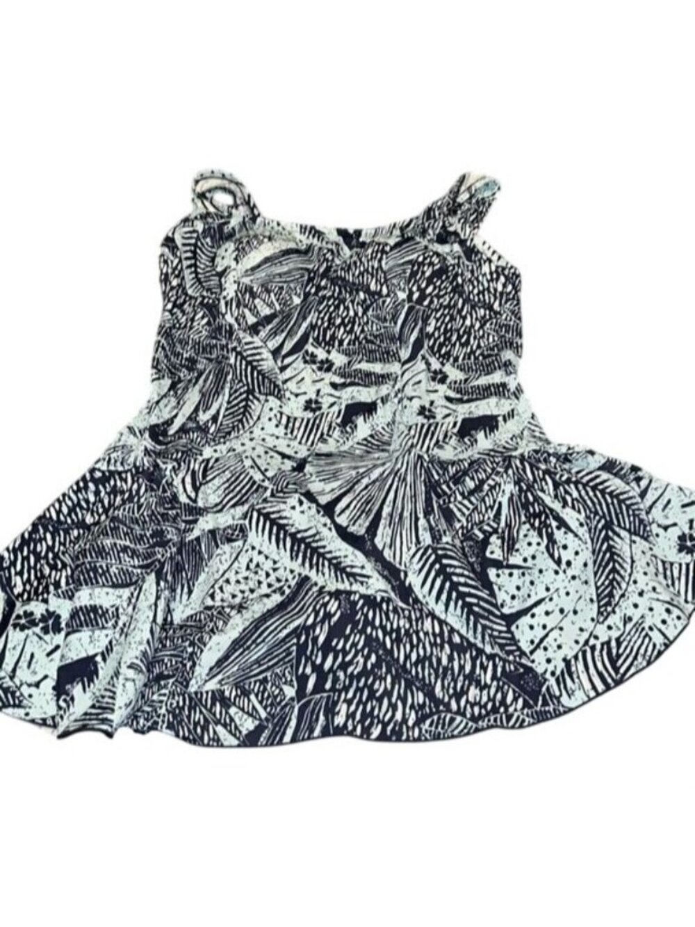 Princess Seam Swimdress 18W Blue Tropical Print With Adjustable Straps